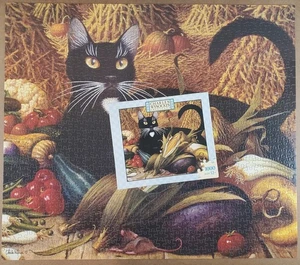 Charles Wysocki MONTANA DE ORO 1000 PC Puzzle Black Cat Autumn Harvest COMPLETE - Picture 1 of 15
