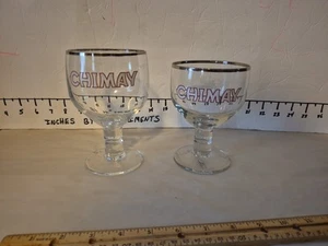 2 Chimay Belgian Brew Bier Glas Becher Silberrand Bargeschirr Ersatz EUC - Bild 1 von 14