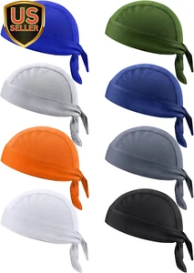 8 Pack Do Rag Skull Caps for Men Sweat Wicking Doo Rags Cooling Helmet Liner Cyc - Picture 1 of 6