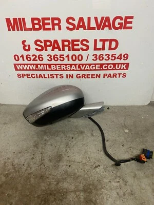 PEUGEOT 508 SILVER O/S DRIVERS SIDE ELECTRIC DOOR MIRROR 14 PLATE CRACKED INDY - Image 1 of 3