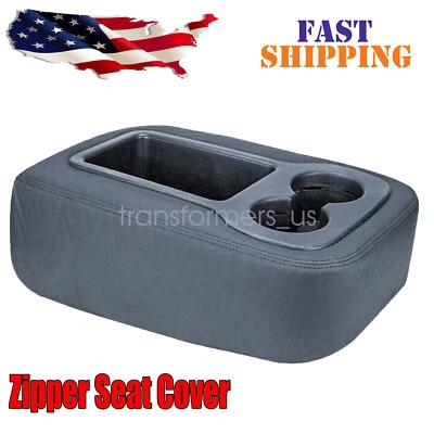 Capa de couro cinza escuro apoio de braço console salto GMC Sierra 2500 3500 2007-2013 - Imagem 1 de 4