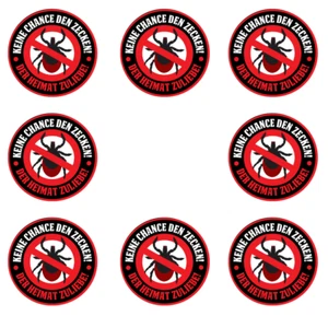 8-200x Einkaufswagen Sticker 4cm Papier-Aufkleber Keine Chance den Zecken Rote - Picture 1 of 2