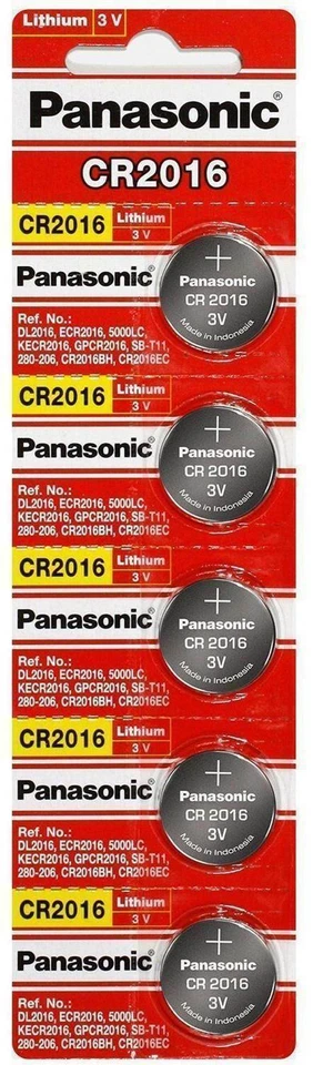 5 x PANASONIC CR 2016 CR2016 CR-2016 CÉLULA DE MOEDA DE LÍTIO Botão Bateria Expira 2030 - Imagem 1 de 1