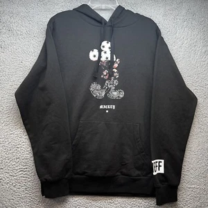 Mickey Mouse Neff Sweater Mens M Black Hoodie Stars Bandana Floral Disney - Picture 1 of 8