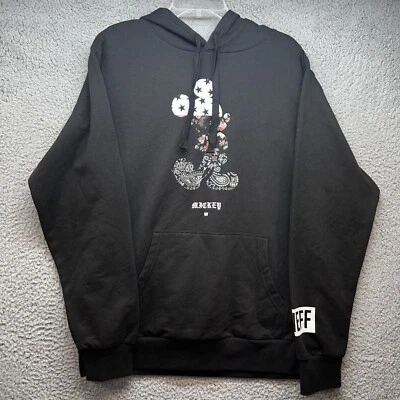 Mickey Mouse Neff Sweater Mens M Black Hoodie Stars Bandana Floral Disney - Image 1 of 4