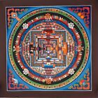 Original Hand-Painted Kalachakra Mandala Wheel Of Life Tibetan Thangka Painting