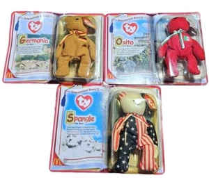 New! (3) Vintage! 1999 McDONALDS-USA/MEXICO/GERMANY-BEAR BEANNIE BABIES - Picture 1 of 5