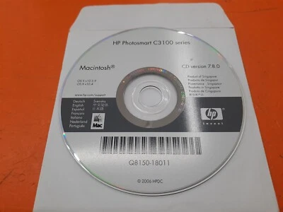 ⭐️⭐️⭐️⭐️⭐️ Software HP Photosmart C3100 Macintosh CD Version 7.8.0 - Image 1 of 2