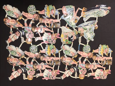 Álbum de recortes troquelado vintage Alemania AGPCO 33197 boda victoriana Cupido Foto 1 de 4