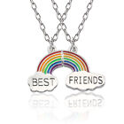 Silver Broken Heart Best Friends Rainbow 2 Pieces Friendship Necklace Gift