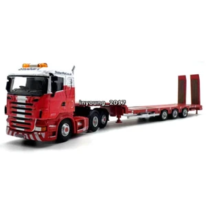 1:76 Scania 3 Axle Low Loader Semi Trailer Metal Diecast Model Flatbed Truck rot - Bild 1 von 13