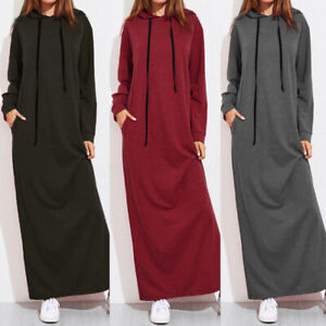 Women's Hoodies Hooded Loose Long Sleeve Sweatshirt Long Dress Sweater