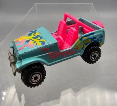 Hot Wheels 1990 Trailbuster Jeep Model CT Wheels Teal Pink No Windshield - Image 1 of 4