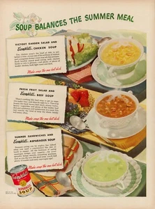 1944 Food Soup Campbells Vintage Print Ad Recipe Asparagus Chicken Beef Lunch - Picture 1 of 9