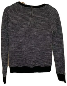 Mossimo Sweater Womens Medium Black Crew Neck Long Sleeve Zip Back Heathered - Picture 1 of 6