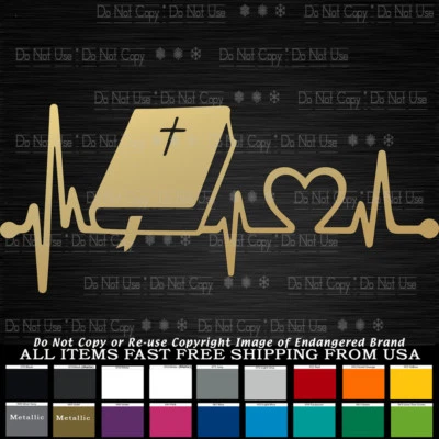Calcomanía adhesiva Heartbeat Bible Jesús Iglesia Cristiana Dios Oraciones Religión Foto 1 de 4