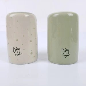 Salt & Pepper Shaker Set Darling Spring 3.5" Tall Ceramic Green New/ Never Used - Picture 1 of 11