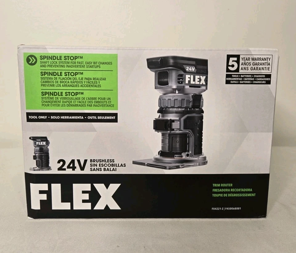 Flex 24 В 1/4 дюйма бесщеточный беспроводной фрезерный станок - FX4221-Z (только инструмент) - Изображение 1 из 1