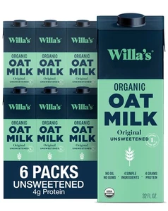 Organic Oat Milk - Unsweetened Original Oatmilk, Non-GMO, Shelf Stable, Low S... - Foto 1 di 6