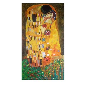 The Kiss by Gustav Klimt Handpainted Oil Painting Repro Canvas Modern Wall Art - Picture 1 of 12