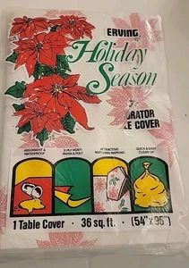 Christmas Paper Table Covers Made in USA Holiday poinsettia waterproof  54"x96" - Picture 1 of 3