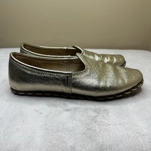 Zapatos planos Sabah de cuero dorado para mujer 39 EE. UU. 7,5 - 8 metálicos hechos a mano sin cordones - Imagen 1 de 11