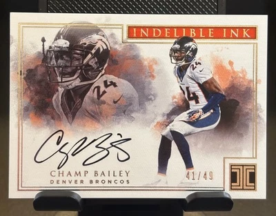 2017 IMPECÁVEL CHAMP BAILEY NO CARTÃO TINTA INDELÉVEL AUTOGRAFADA SSP /49 GRAU DIGNO - Imagem 1 de 4