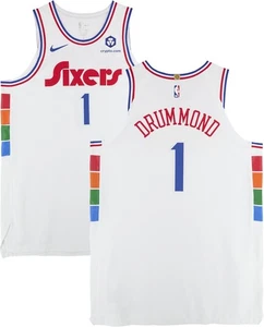 Camiseta Andre Drummond 76ers GU #1 usada primera mitad vs. Warriors 3/1/25 - talla 56+6 - Imagen 1 de 1