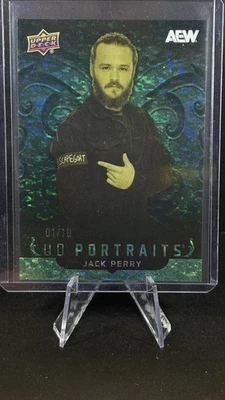 2025 Upper Deck AEW Jack Perry UD Portraits Green /10 - Image 1 of 2