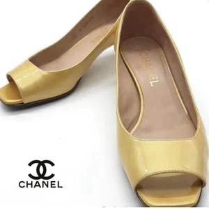 CHANEL Patent leather pumps coco mark open toes Block Heels Euro 36-37, US 6 - Picture 1 of 5