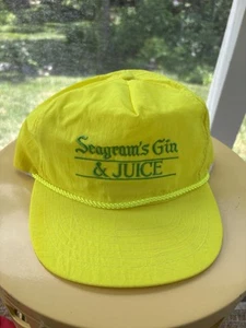 Vintage 1990s Seagram's Gin & Juice Neon Yellow Hat Rope Snapback Snoop Dogg - Picture 1 of 10
