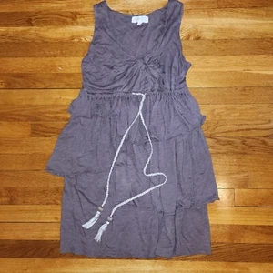Anthropologie LILKA Dress Womens XL Purple Tiered Ruffle Boho Braided Belt - Picture 1 of 8