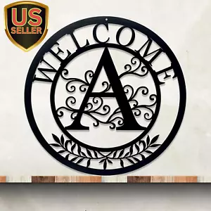 Initial Welcome Sign, 12 Inch Metal Monogrammed Sign Farmhouse Front Door Por... - Picture 1 of 1