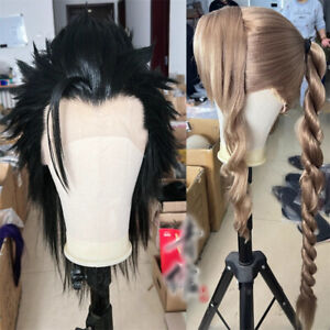 Final Fantasy 7 Aerith&Zack Fair Cosplay Perücke handgefertigt unsexuell lange Haare geheiligt 