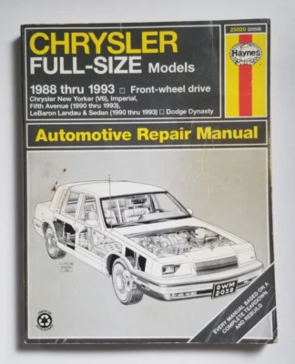 Manual de reparación Haynes 25020 / Chrysler modelos tamaño completo (1988-1993) Foto 1 de 4