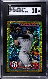 2024 Topps Chrome Update Austin Wells RC Gold Mini-Diamond Refractor/50 SGC 10 - Imagen 1 de 2
