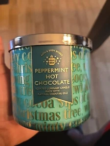 PEPPERMINT HOT CHOCOLATE Bath & Body Works 3 Wick Candle 14.5 Oz - Picture 1 of 6