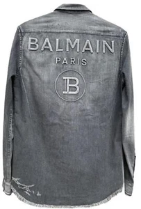 Balmain Distressed Denim Shirt Size Small - Picture 1 of 14