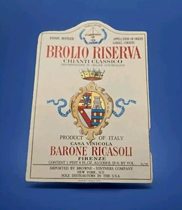 BROLIO RISERVA CHIANTI CLASSICO ~ ITALIAN WINE BOTTLE LABEL ~ 3.5"x5" ~ NOS - Picture 1 of 5