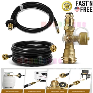 Kit adaptador de camiseta de latón propano, camiseta de latón propano de 4 puertos con manguera de 5 pies y 12 pies - Imagen 1 de 12