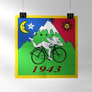 Plakat Poster Bicycle Day 1943 Albert Hofmann LSD Vintage Hofmann's Ride B-Ware - Bild 1 von 5