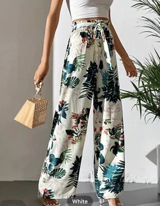 High Waist Wide Leg Pants, Bowknot Front Casual Pants, Palazzo Women's Clothing - Picture 1 of 3