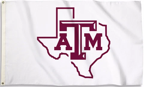 Texas A&M Aggies 3' x 5' Flag (Texas State Shape on White) NCAA Licensed Cover