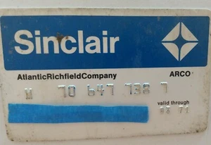 Vintage Sinclair Atlantic Richfield credit card Sinclair Refining 1971 - Picture 1 of 4