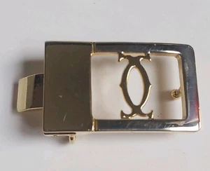 CARTIER FIBBIA UNISEX DOPPIA "C"COLORI ORO e ARGENTO VINTAGE ORIGINALE 1980s - Foto 1 di 4