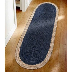 Rug 100% natural braided jute  reversible oval Rug modern living rustic look rug - Picture 1 of 10