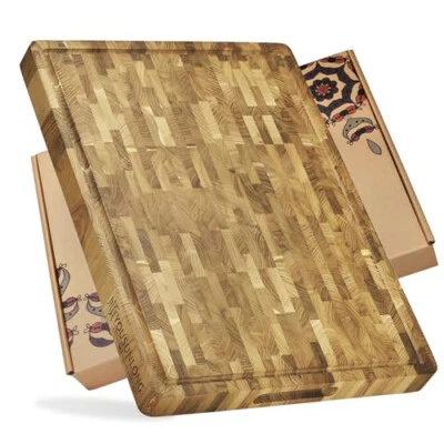 Cutting Board - XXL Large End-Grain Teak Butcher Block - 24"L x 18"W x 1.5"Th - - Image 1 of 4