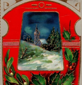 1911 Cottage & Mistletoe Christmas Postcard - Picture 1 of 3