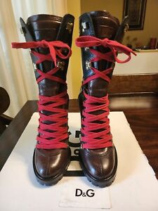 dolce gabbana stilettos heel combat boots women sz36(6)