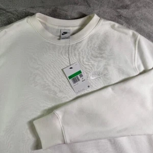 Felpa girocollo Nike pullover con logo ricamato casual top XL panna/bianco - Foto 1 di 9